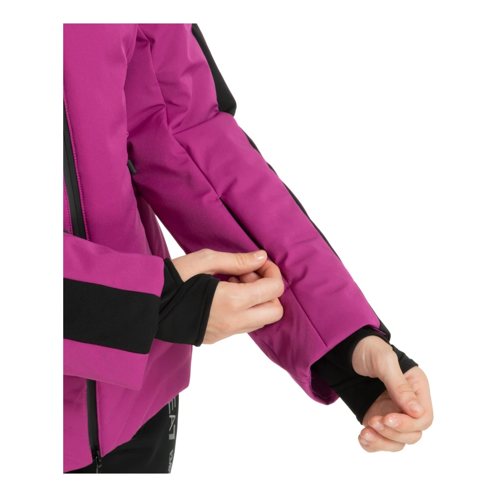 Emporio Armani EA7 7 Ski Jas met Capuchon en Logo Purple Dames