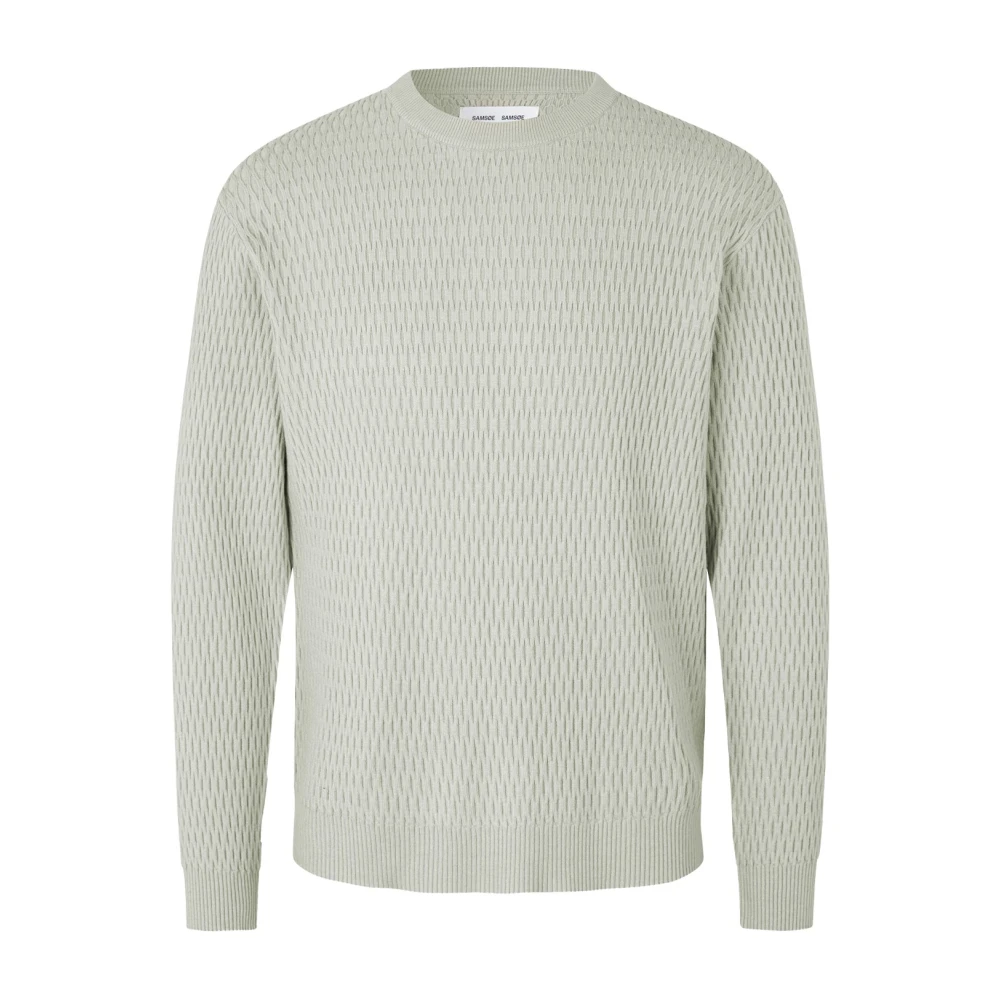 Samsøe Gebreide trui met patroon en ronde hals Beige Heren