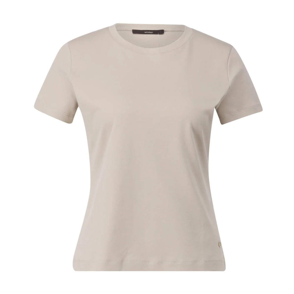 Windsor Katoenen T-shirt Comfort Stijl Beige Dames