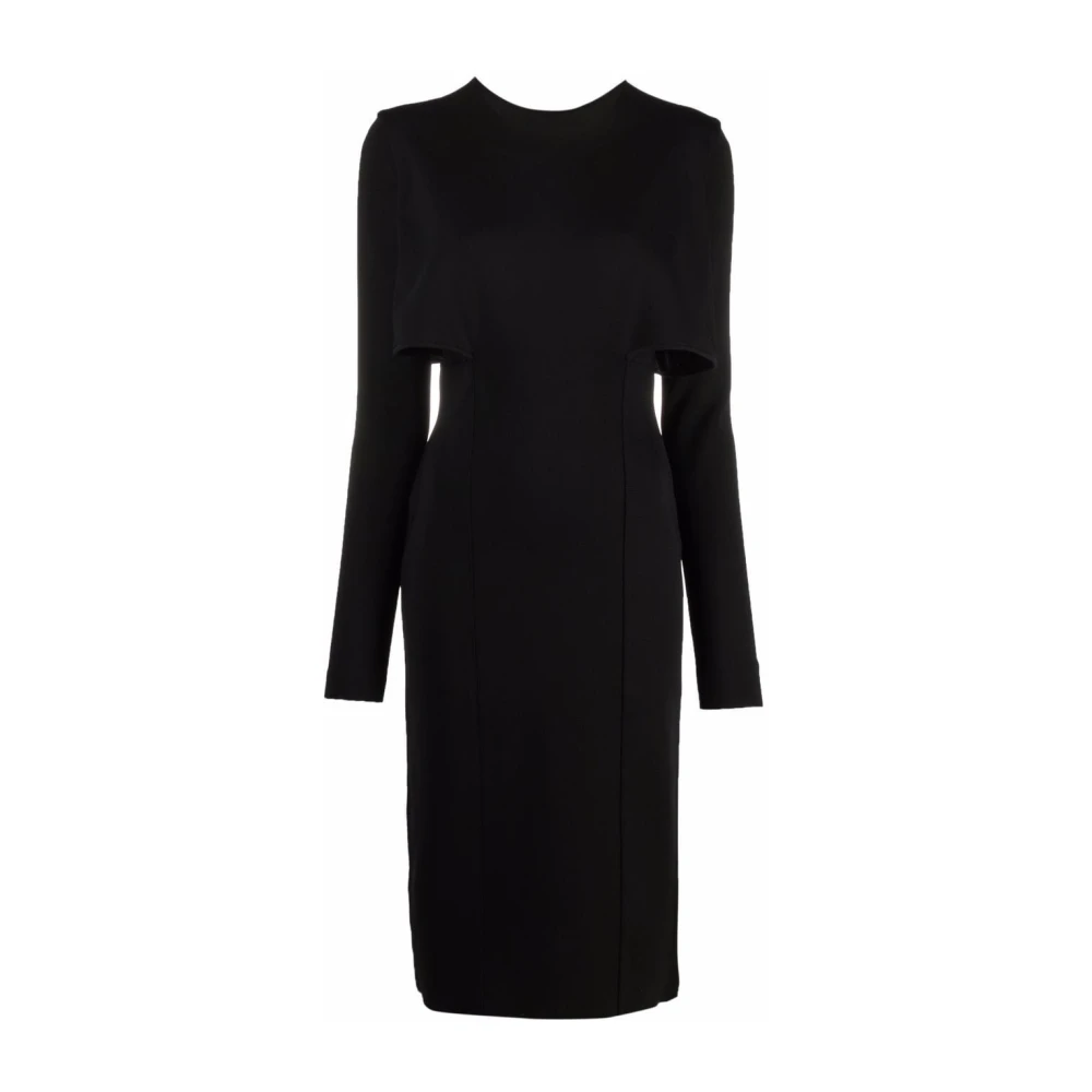 Givenchy Verfijnde Zwarte Gebreide Midi Jurk met Cut-Out Details Black Dames