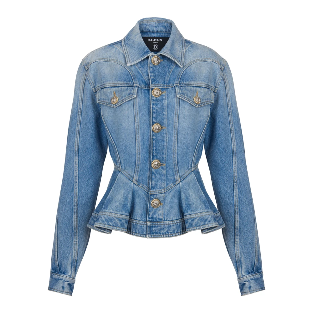 Balmain Klassieke Denim Jack met knoopsluiting Blue Dames