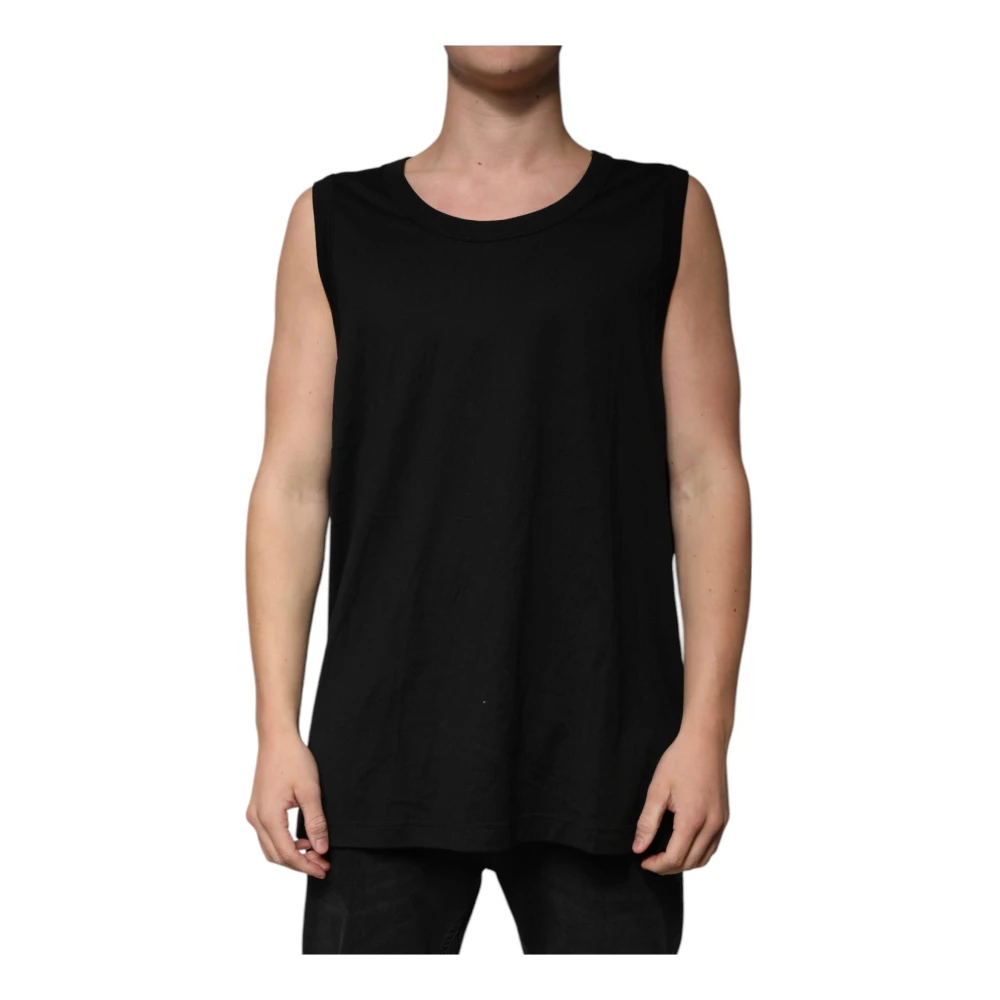 Dolce & Gabbana Men's Black Cotton Tank Top - Sleeveless Tops - M - Tops