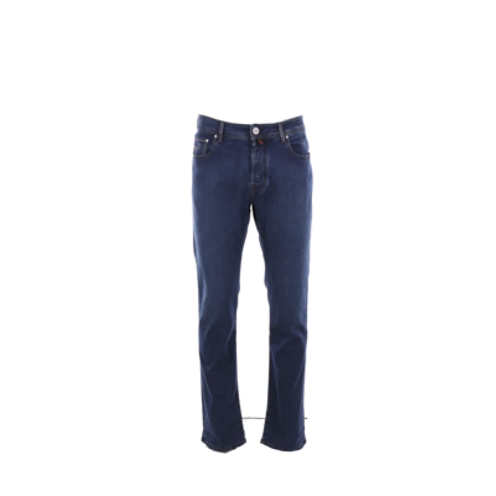 Jacob Cohën Slim-Fit Denim Jeans met Logo Details en Nubuck Achterpatch Blue Heren