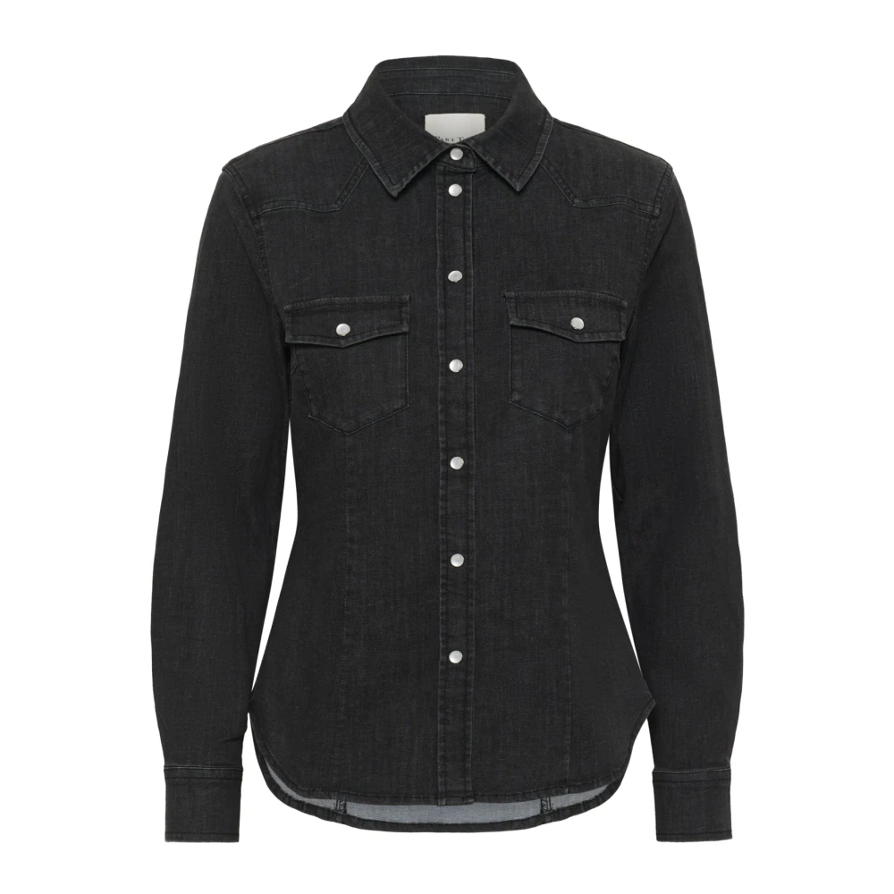 Part Two Black Denim Shirt With Pockets - Female - Shirts - S - Blouses & Shirts