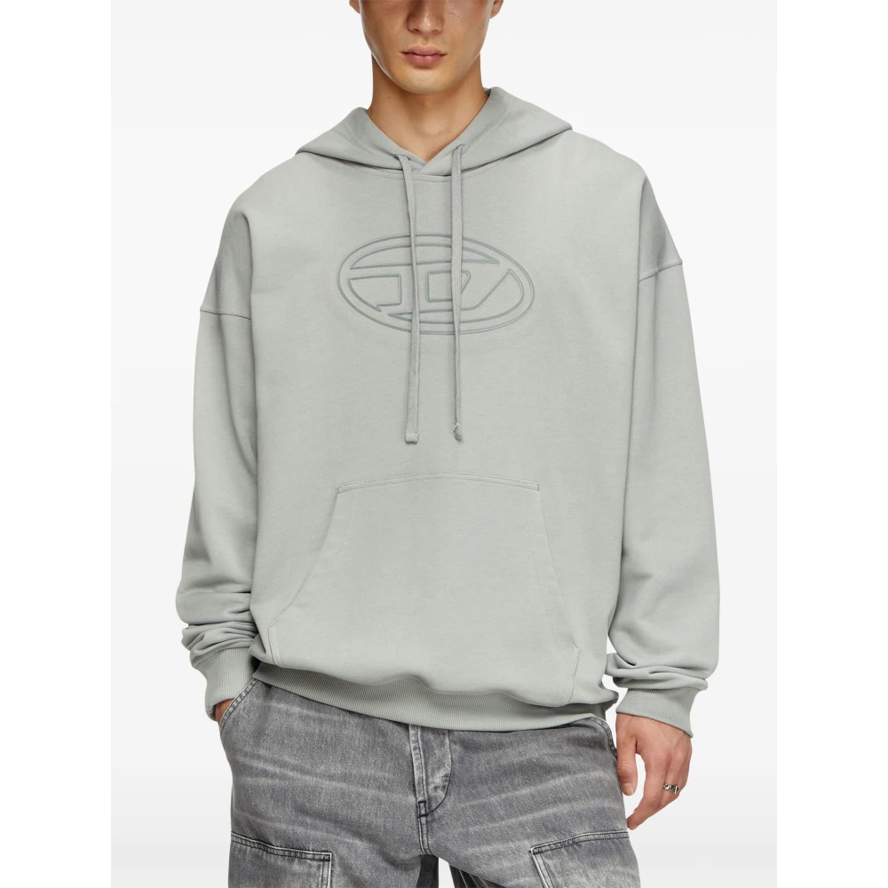 Diesel Grijze hoodie met Oval D-logo Gray Heren