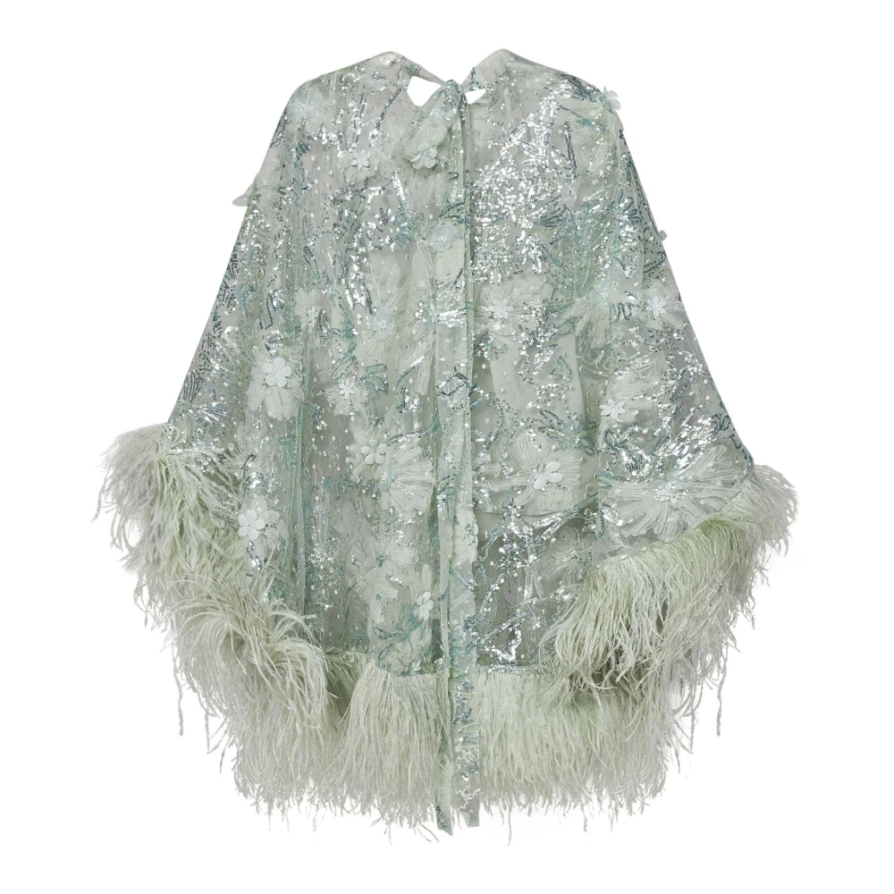 Zuhair Murad Groene Paillet Kimono Mouw Bloemen Jurk Green Dames
