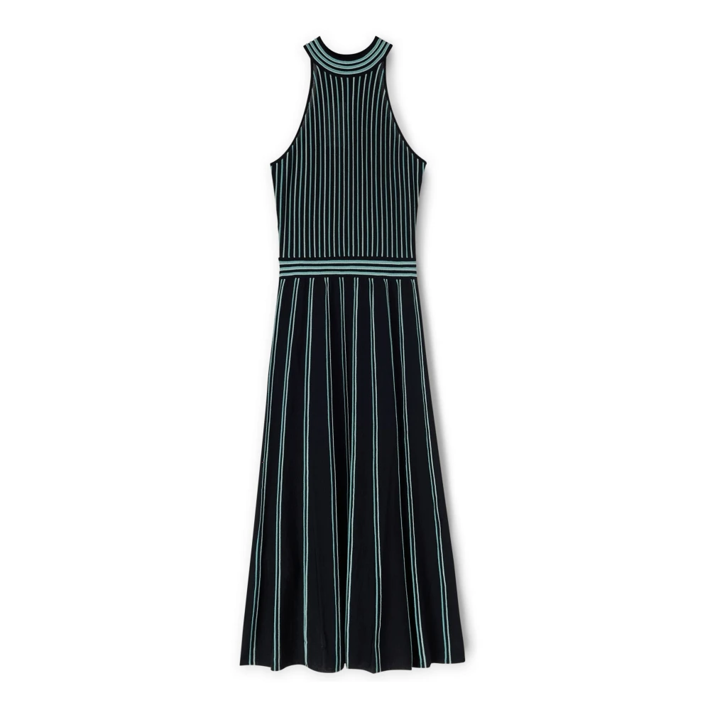 Motivi Gestreepte Gebreide Jurk met Plooieffect Green Dames