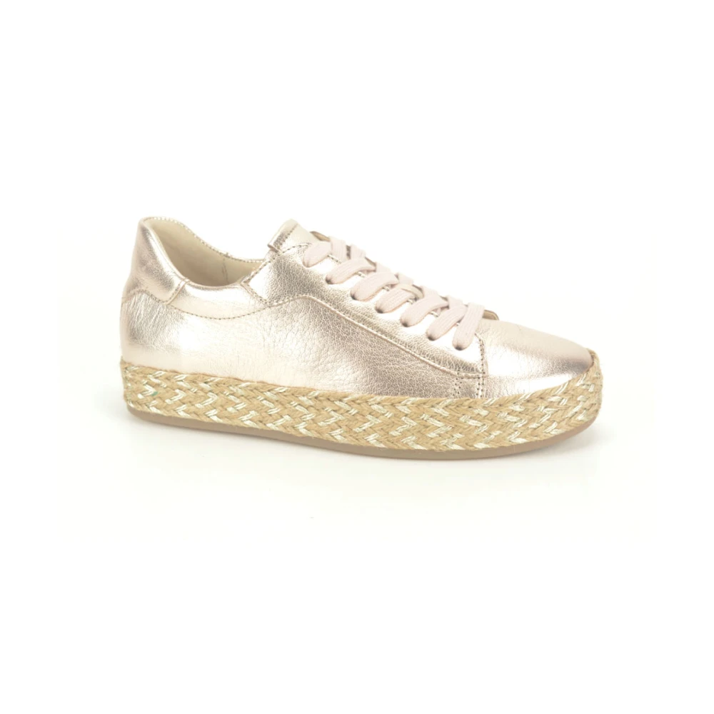 Gabor Gouden Sneaker met Raffia Detail Dames Schoenen Geel