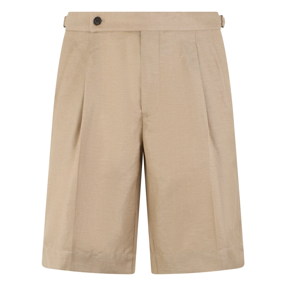 Slowear Mannelijk Beige Korte Broeken Heren, S, Wol, Wollen En Linnen Bermuda Shorts