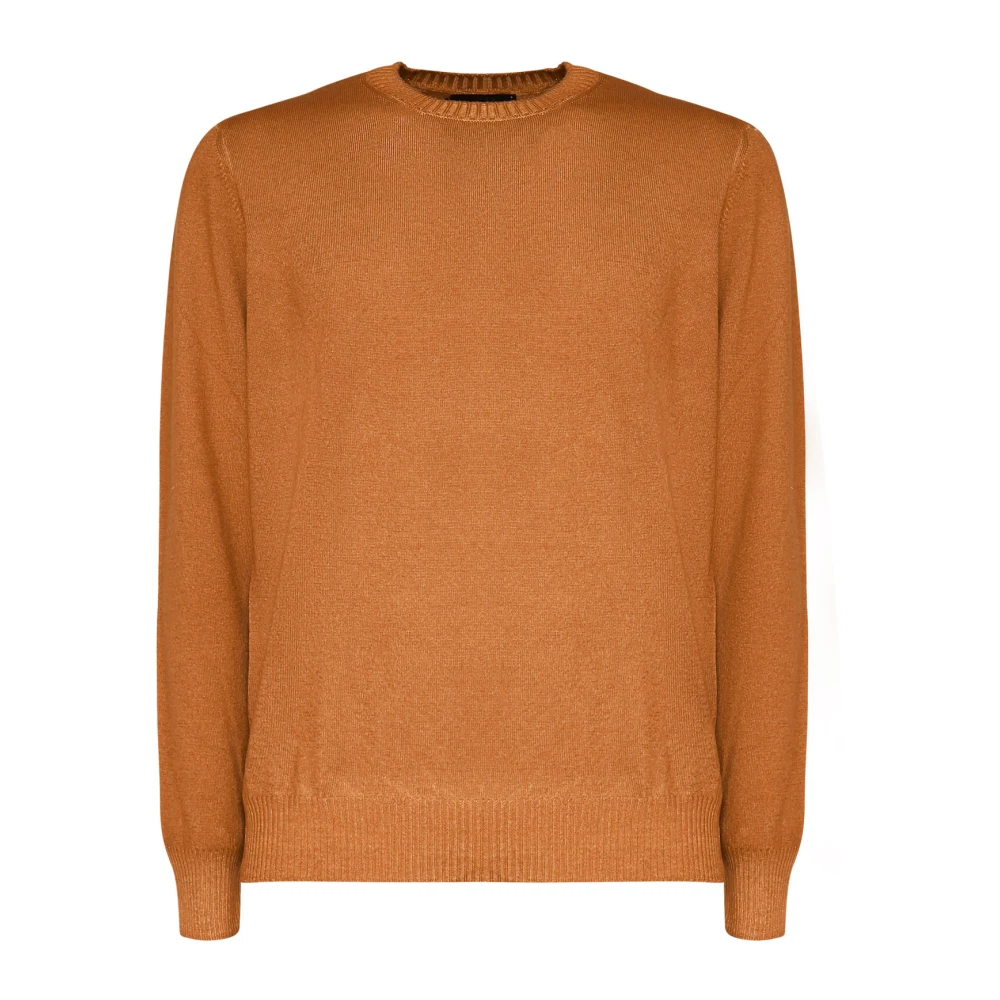 Fay Ronde Kraag Wollen Trui Brown Heren