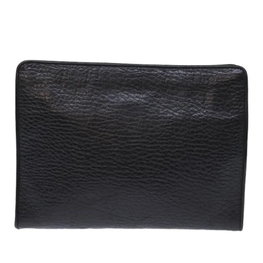 Burberry Vintage Pre-owned Leather clutches Black Dames