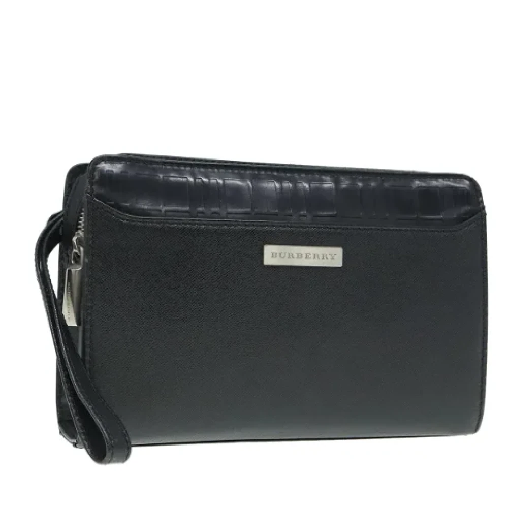 Burberry Vintage Pre-owned Leather clutches Black Dames
