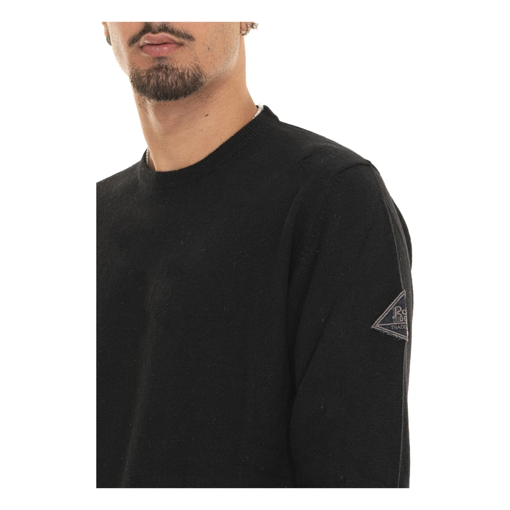 Roy Roger's Ribgebreide Trui met Armmotief Black Heren