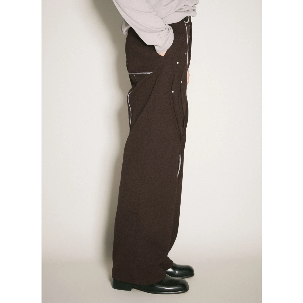 Kiko Kostadinov Stud Embellished Twill Chalice Pants Brown Heren