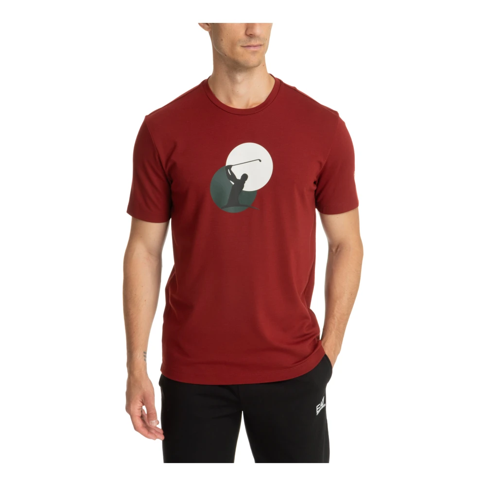 Emporio Armani EA7 Effen Logo T-shirt Red Heren