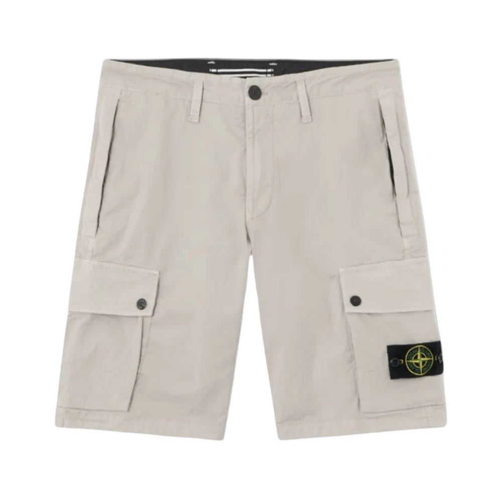 Stone Island Men's Gray Casual Shorts, W30, Stretch Cotton Twill Shorts