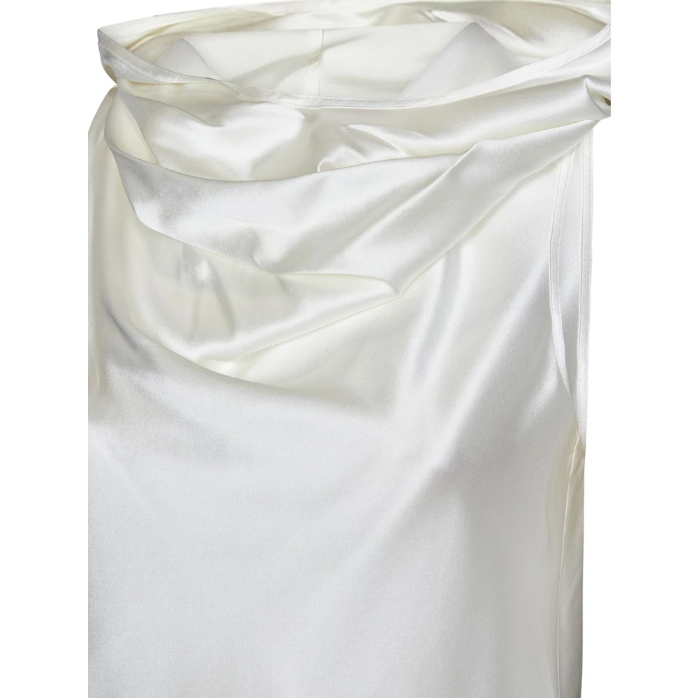 pinko Witte Zijden Satijnen Hoodie Top White Dames