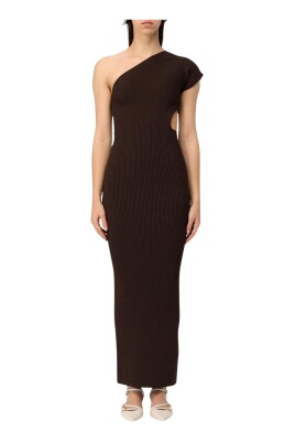 brown-ribbed-knit-oneshoulder-maxi-dress