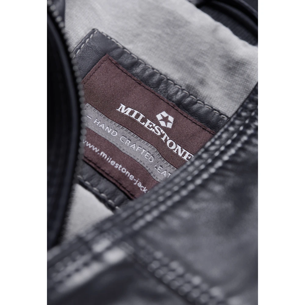Milestone Klassieke Leren Jas Blue Heren
