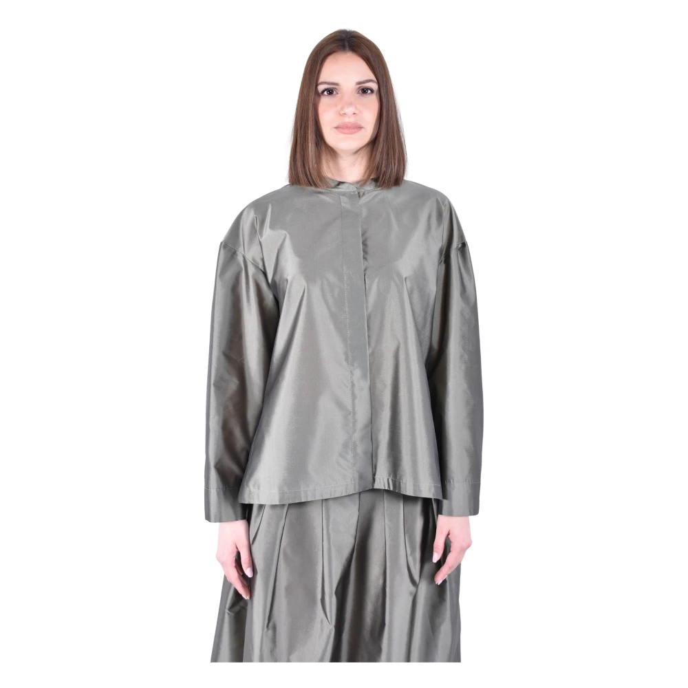 Max Mara Women's Green Blouses, M, Camicia Oversize