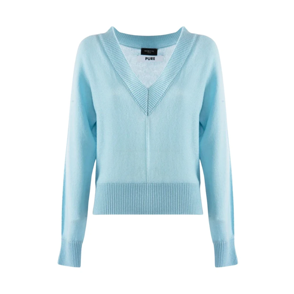 Nenette Kasjmier V-hals trui Blue Dames