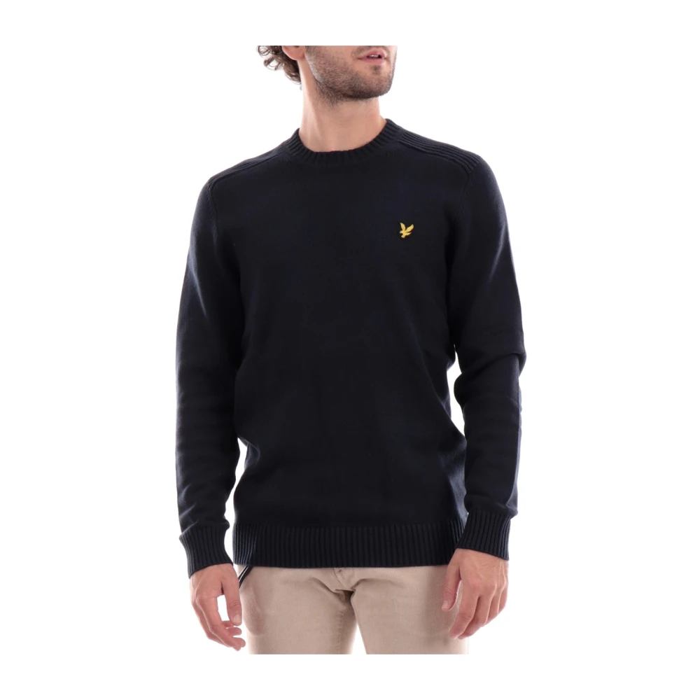Lyle & Scott Blauwe Crew Neck Sweater met Schouderdetail Blue Heren