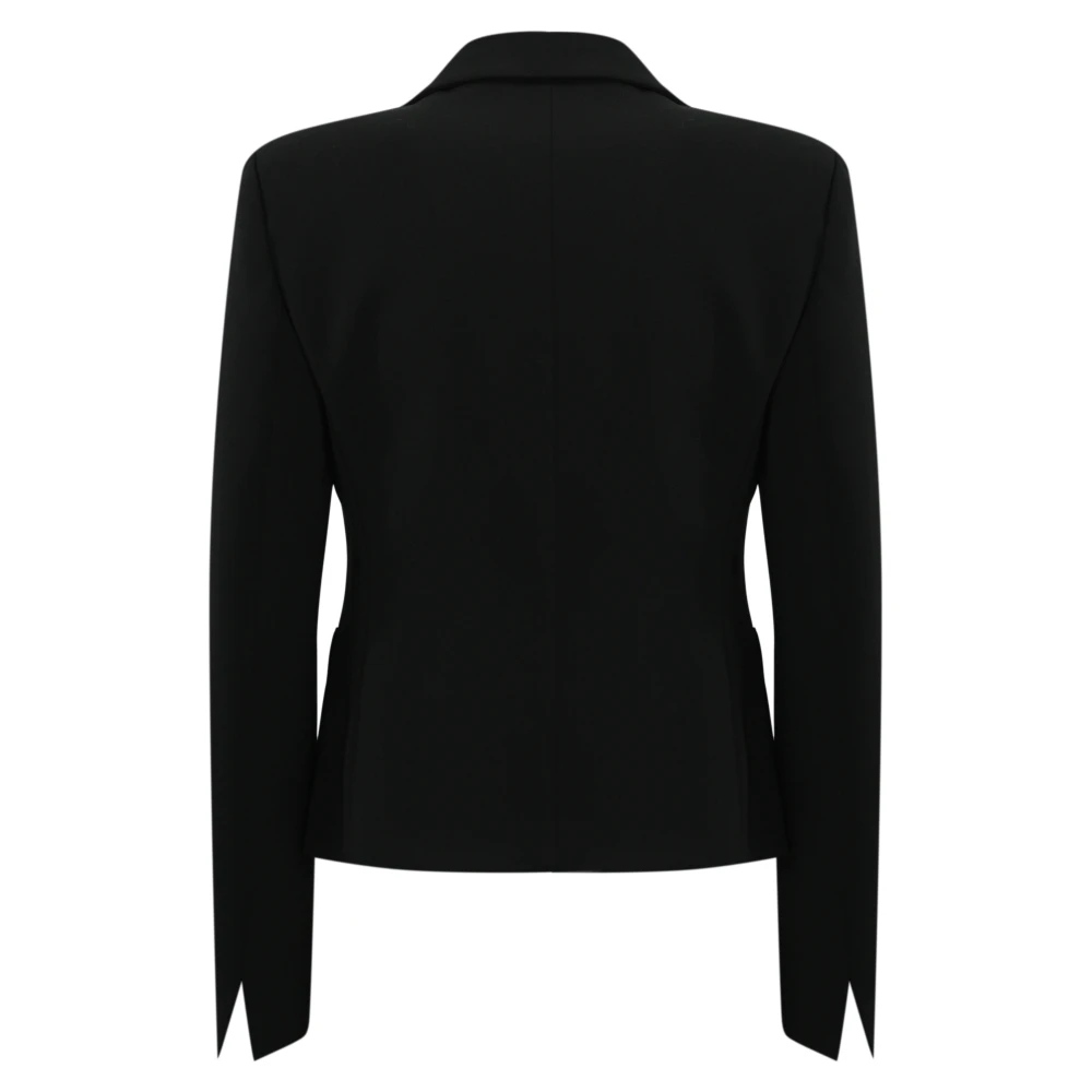 Max Mara Studio Zwarte single-breasted jas met V-hals Black Dames