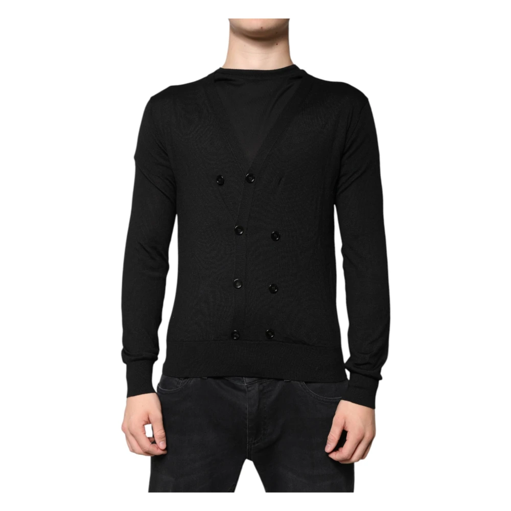Dolce & Gabbana Black Cashmere Button Down Cardigan - Male - Cashmere Knitwear - Xs - Knitwear