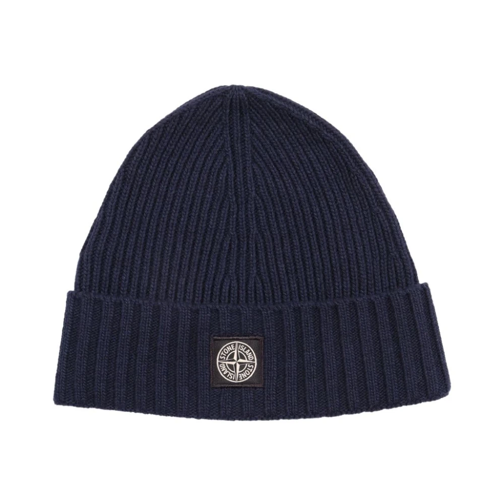 Stone Island Kids' Ribbed Wool Beanie - Navy V0020 - M - Image 3