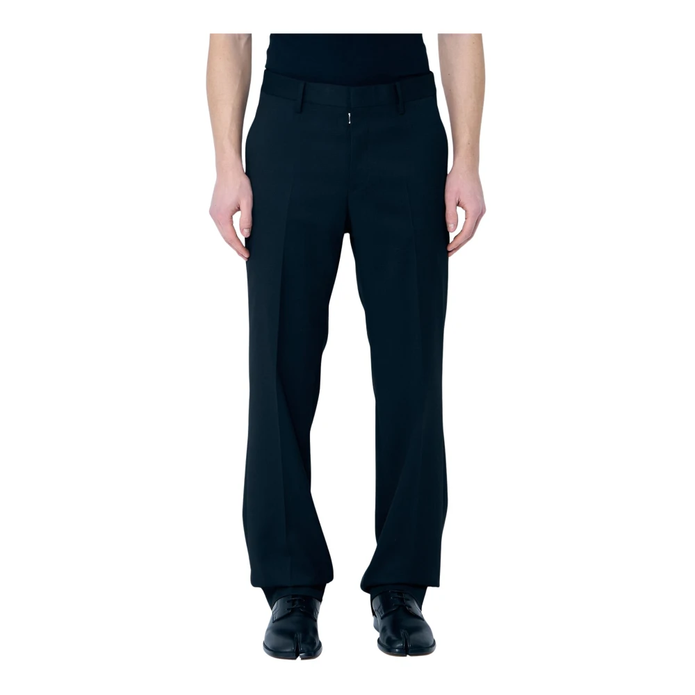 Mm6 Maison Margiela Men's Black Mid-Rise Tailored Trousers With Inside-Out Construction - Straight Trousers - Xl - Trousers