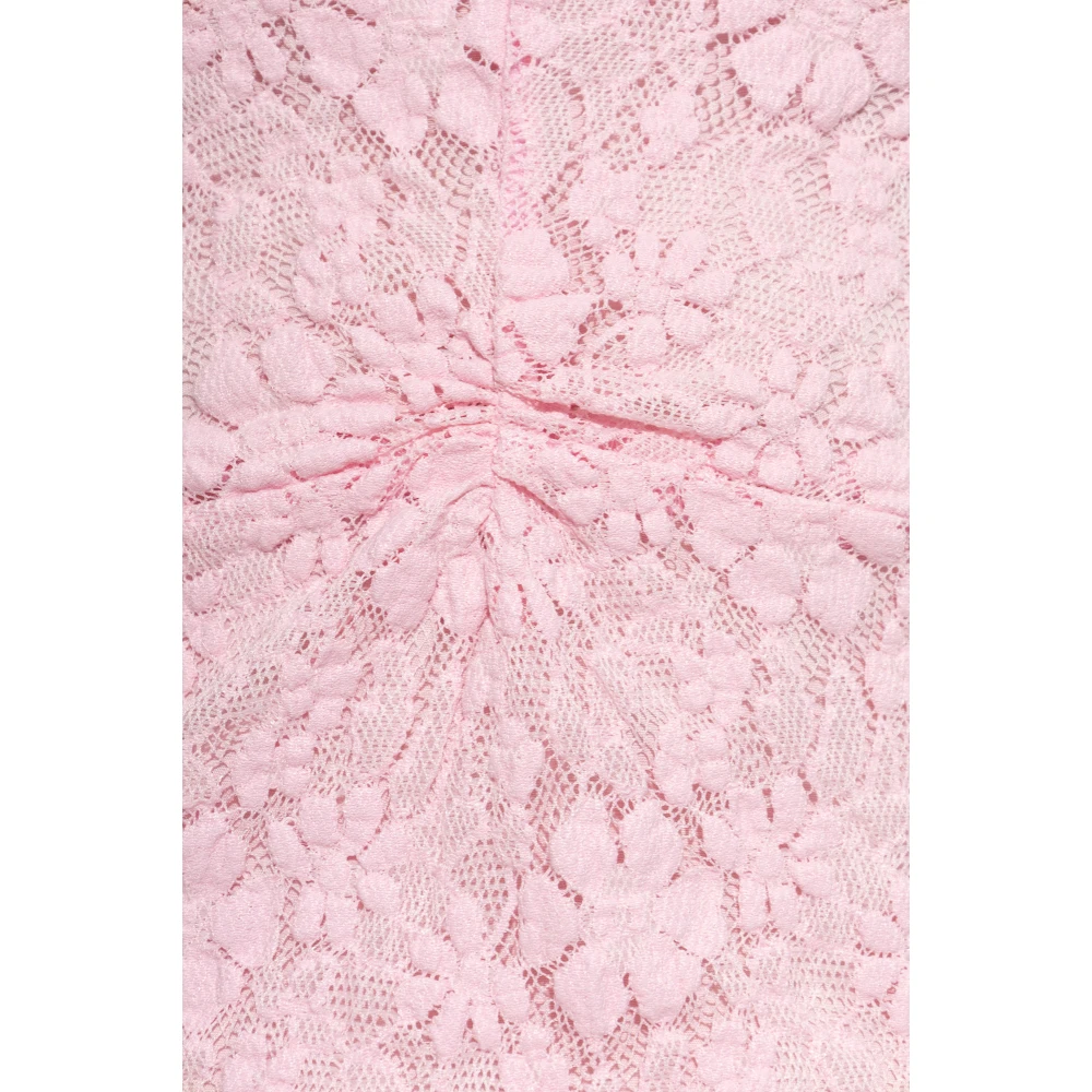 Rotate Birger Christensen Kanten Jurk met V-Hals Pink Dames