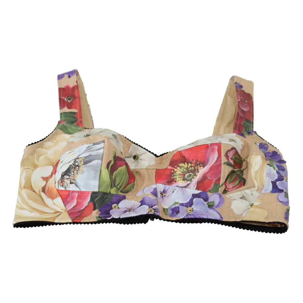 Dolce & Gabbana Blommig Cropped Bustier Korsett Topp Multicolor, Dam