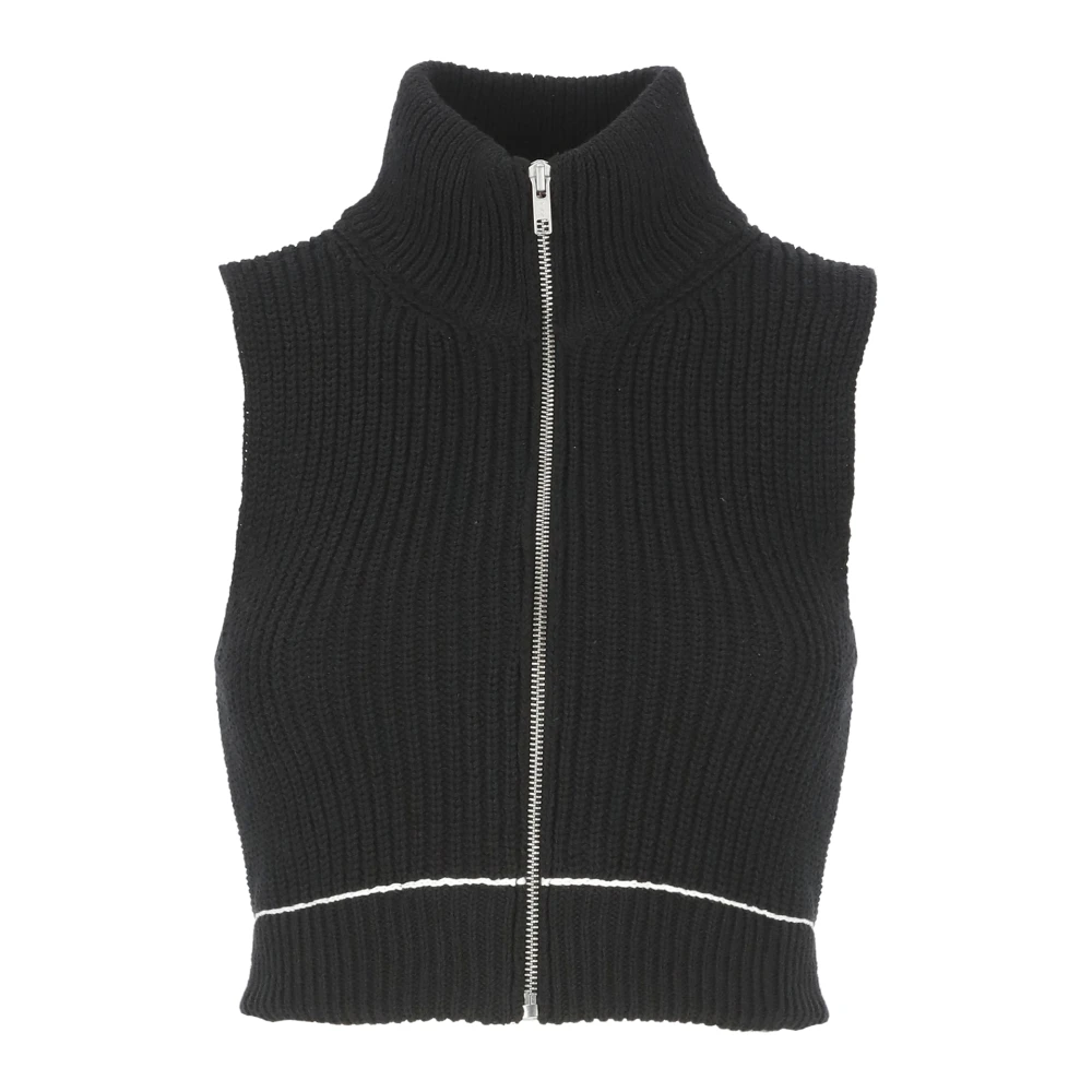 MM6 Maison Margiela Zwart Katoenen Gilet met Ritssluiting Black Dames