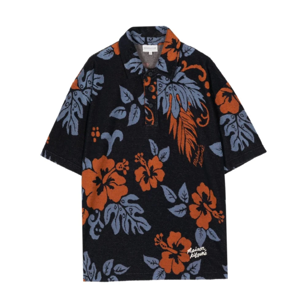 Maison Kitsuné Tropische Bloemen Jacquard Polo Shirt Multicolor Heren