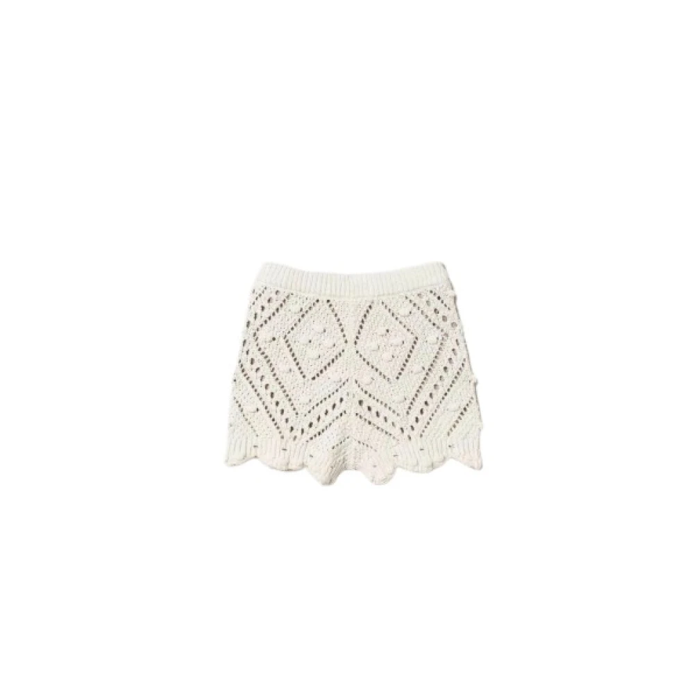 Twinset Gestreept Gebreide Korte Broek Beige Dames
