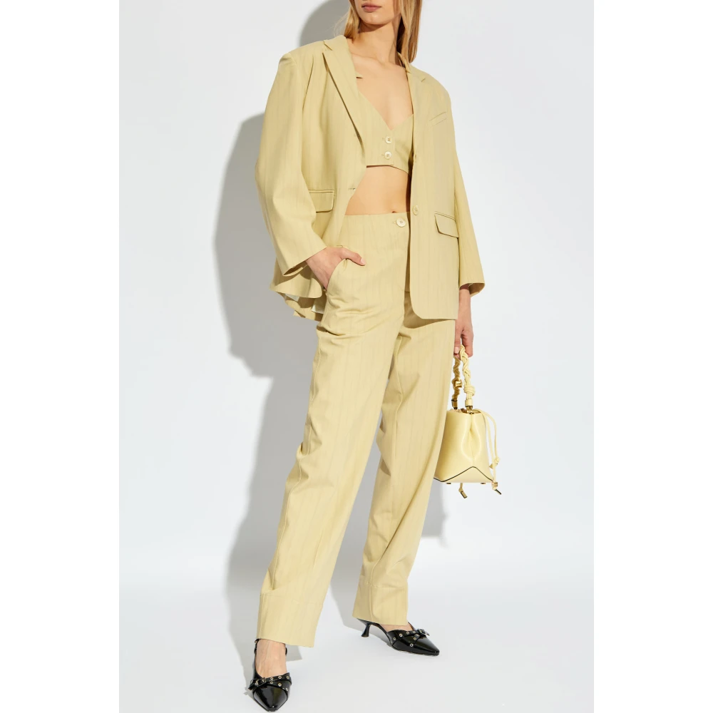 Ganni Gestreept patroon blazer Beige Dames
