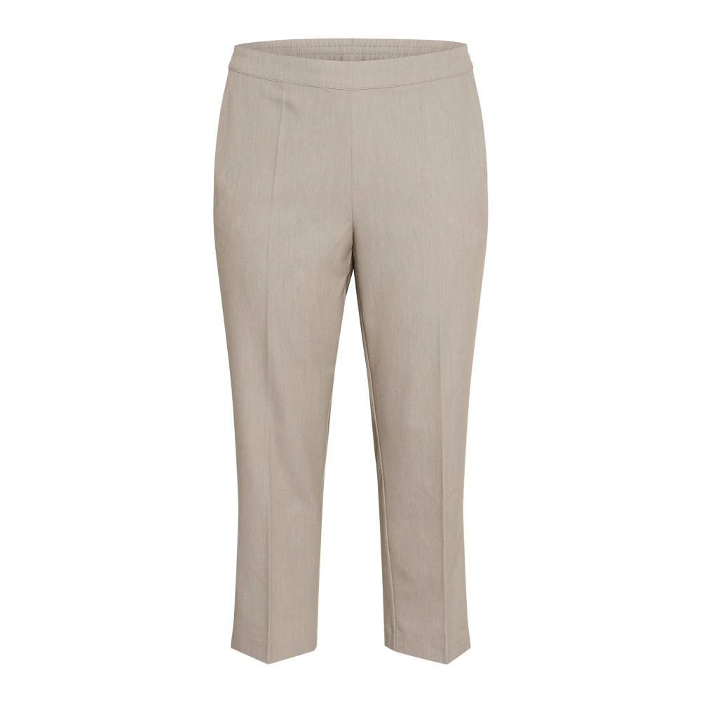 Kaffe Curve Cropped Elephant Skin Melange Broek Beige Dames