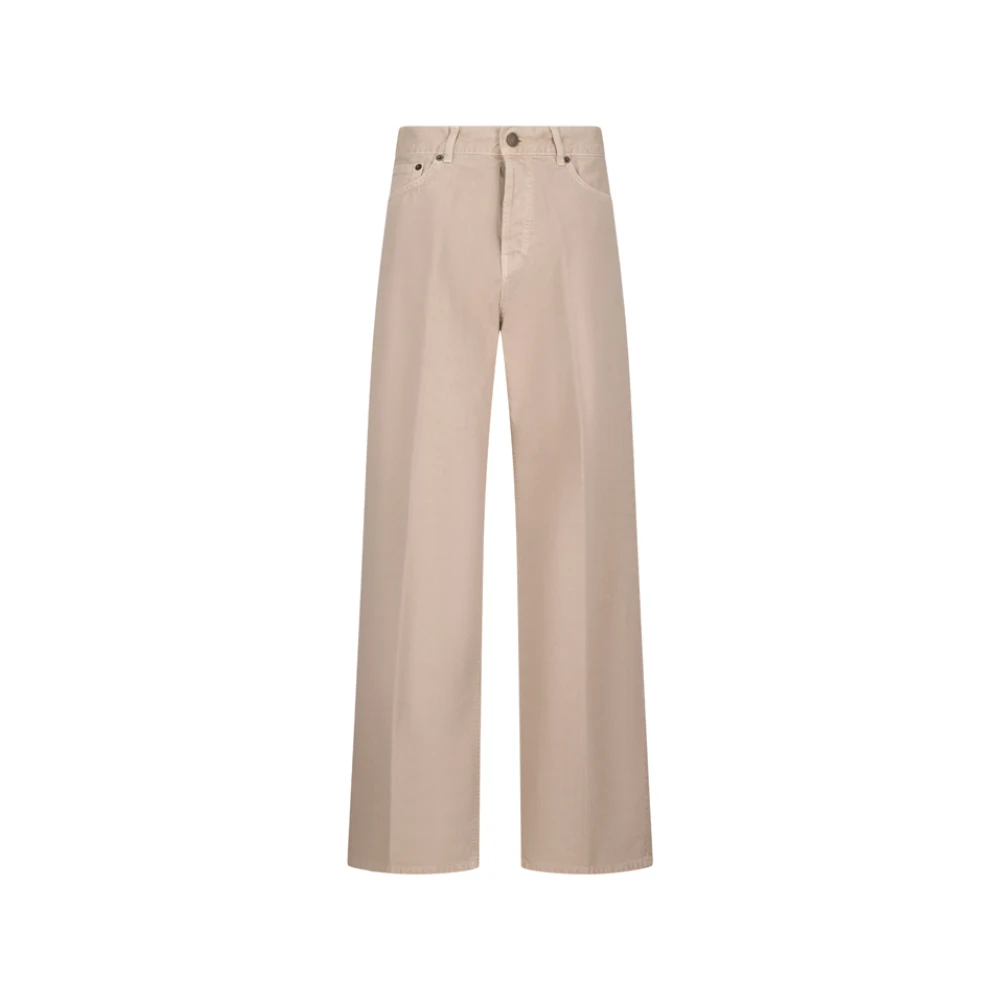 Haikure Women's Beige Wide Trousers, W23, Twill Style Trousers