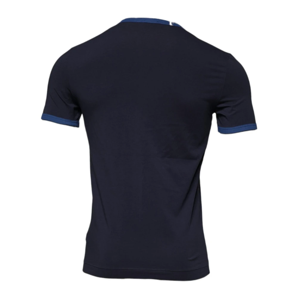 Dolce & Gabbana Blauwe Crewneck Stretch Katoenen T-shirt Blue Heren