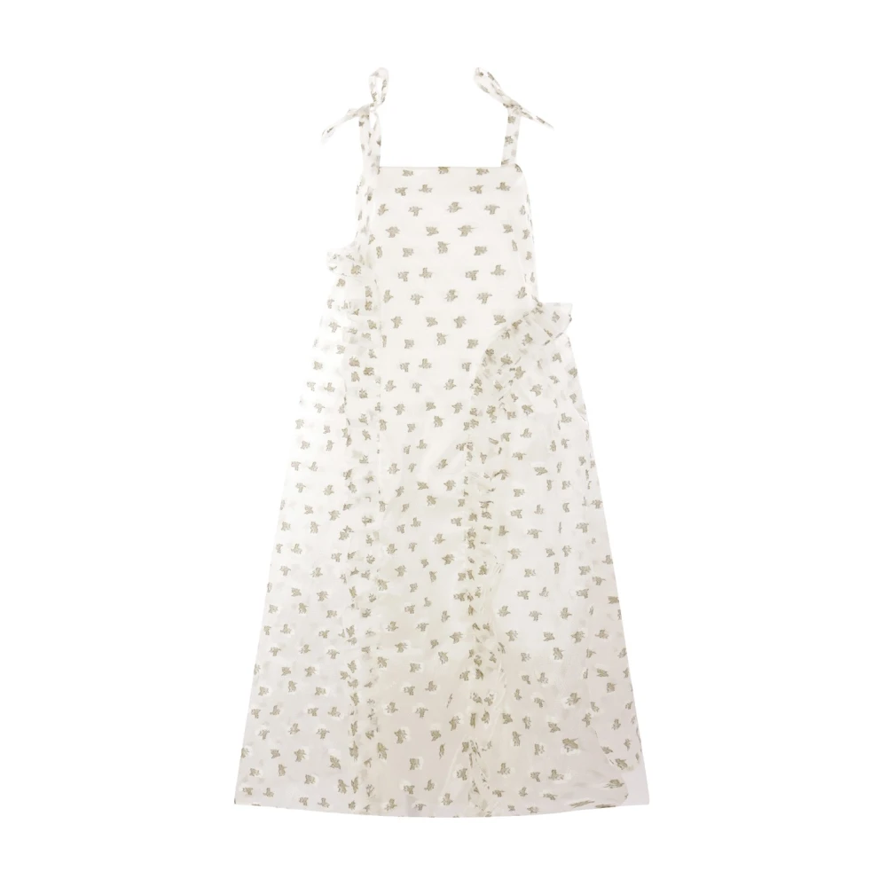 Cecilie Bahnsen Bloemen Geborduurde Midi Jurk White Dames