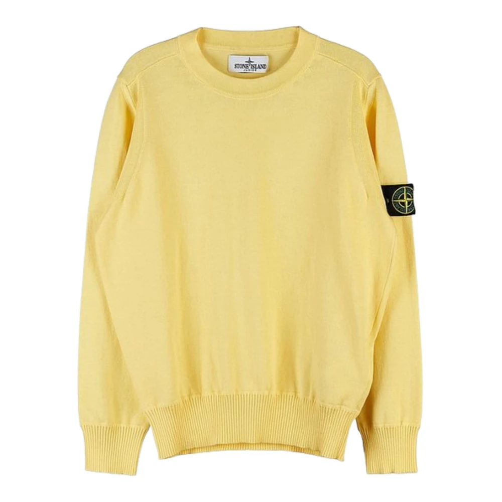 Stone Island Gul Crewneck Tröja med Logodetalj Yellow, Pojke