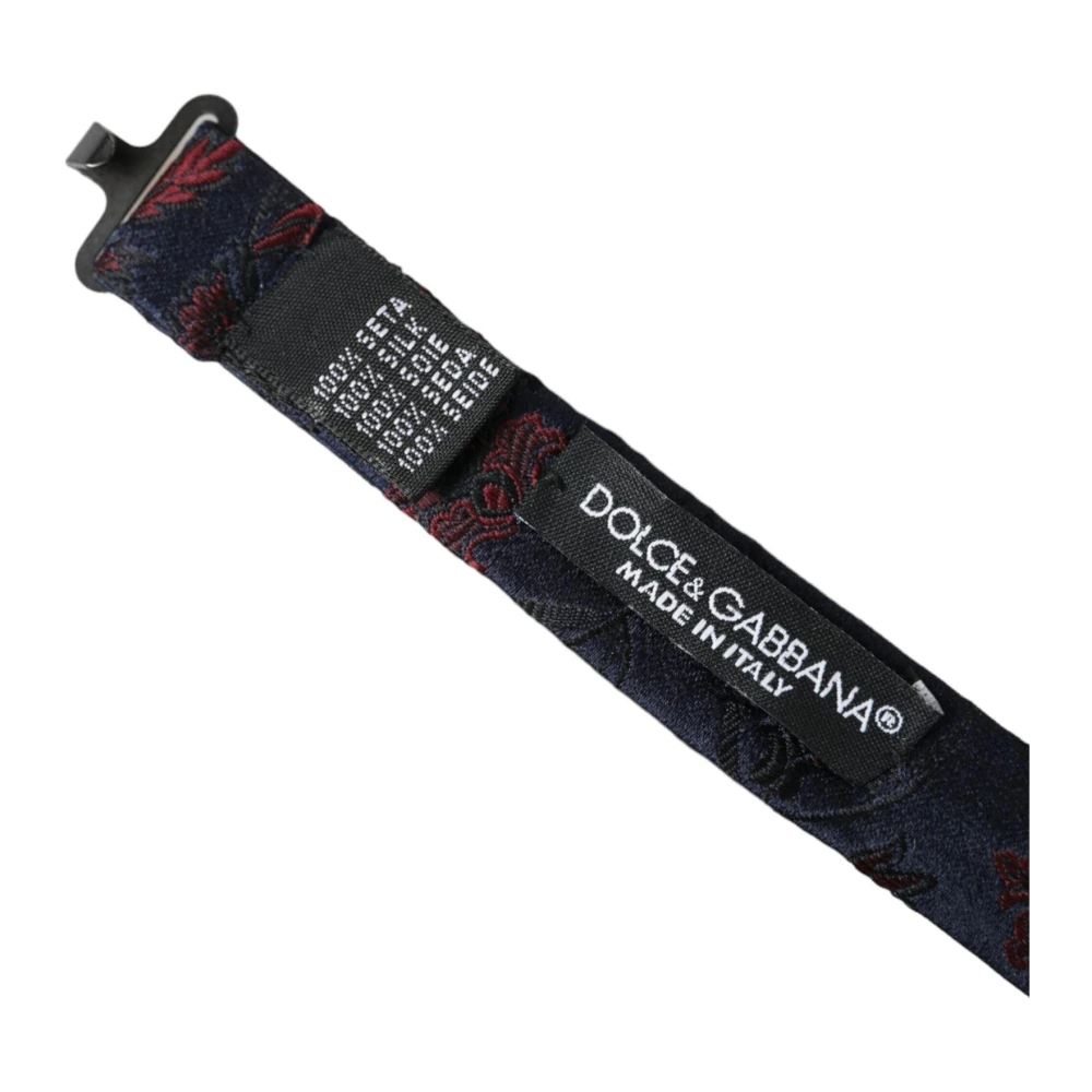 Dolce & Gabbana Blauwe Bloemen Brokaat Strik Blue Heren