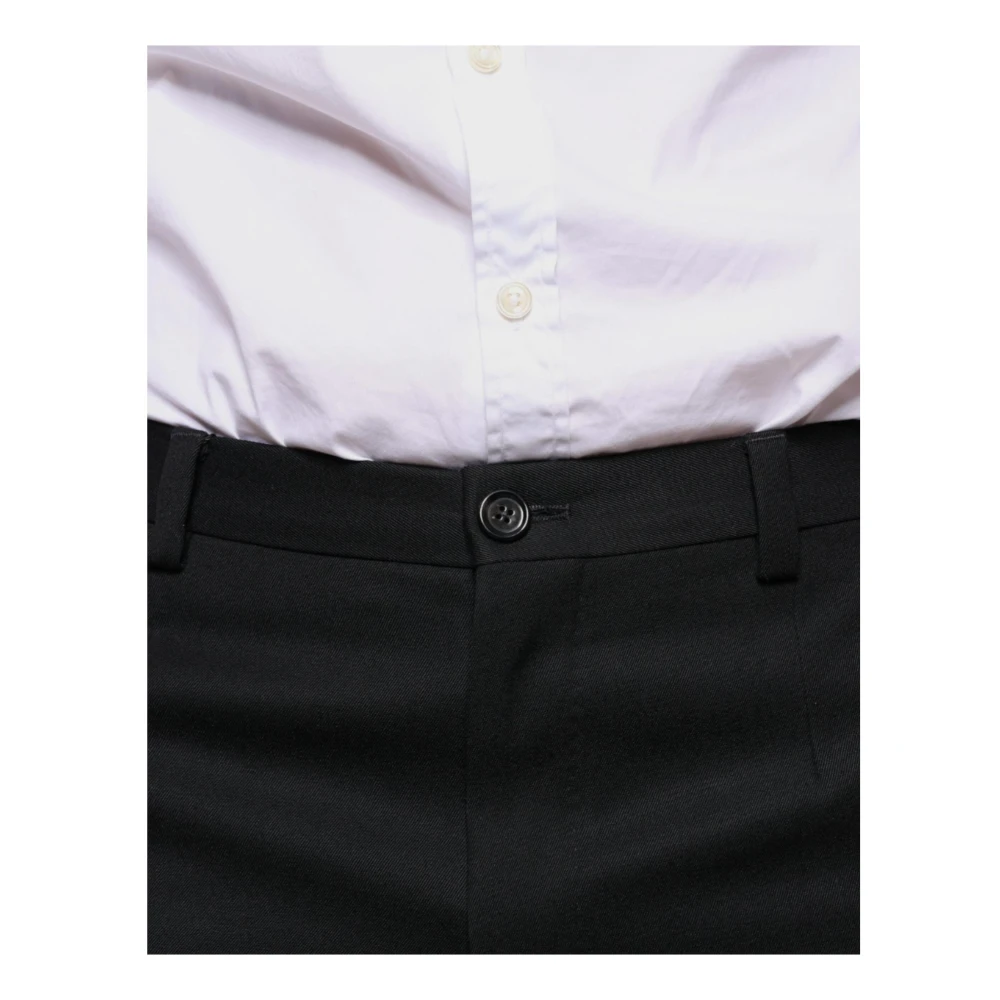 Dolce & Gabbana Zwarte Wolmix Skinny Dressbroek Black Heren