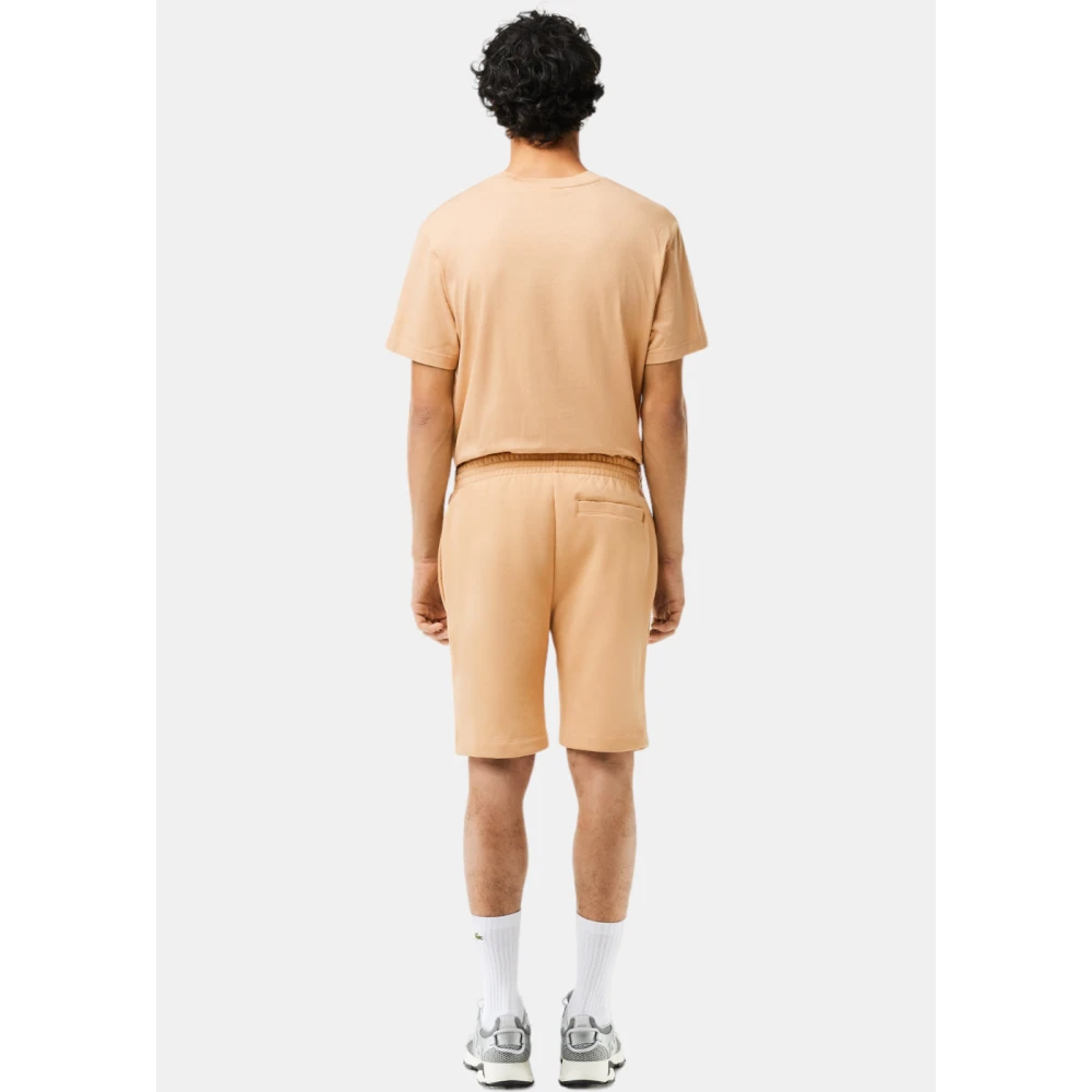 Lacoste Beige Katoenen Shorts met Krokodil Borduurwerk Beige Heren