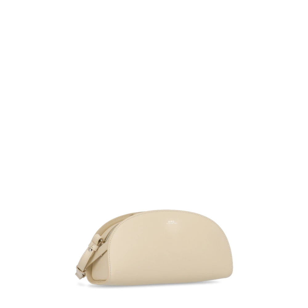 A.p.c. Beige Leren Schoudertas met Gouden Logo Beige Dames