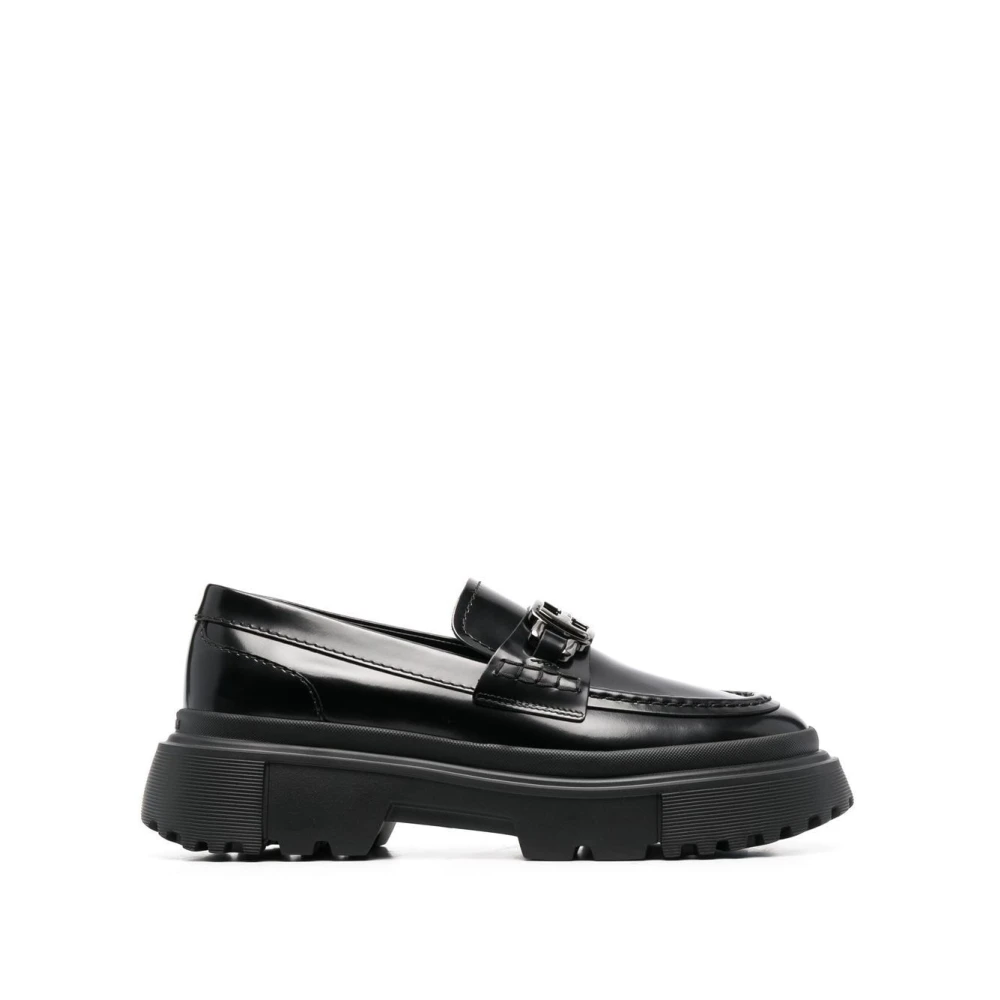 Hogan Logo Gesp Platform Loafers Black Dames