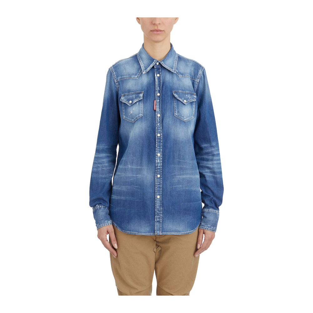 Dsquared2 Denim Western Skjorta Blue, Dam