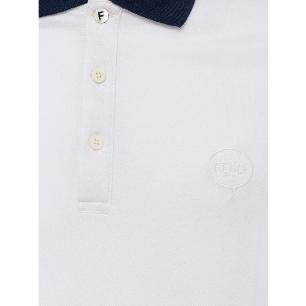 Fendi Witte Polo Shirt met Blauwe Details White Heren