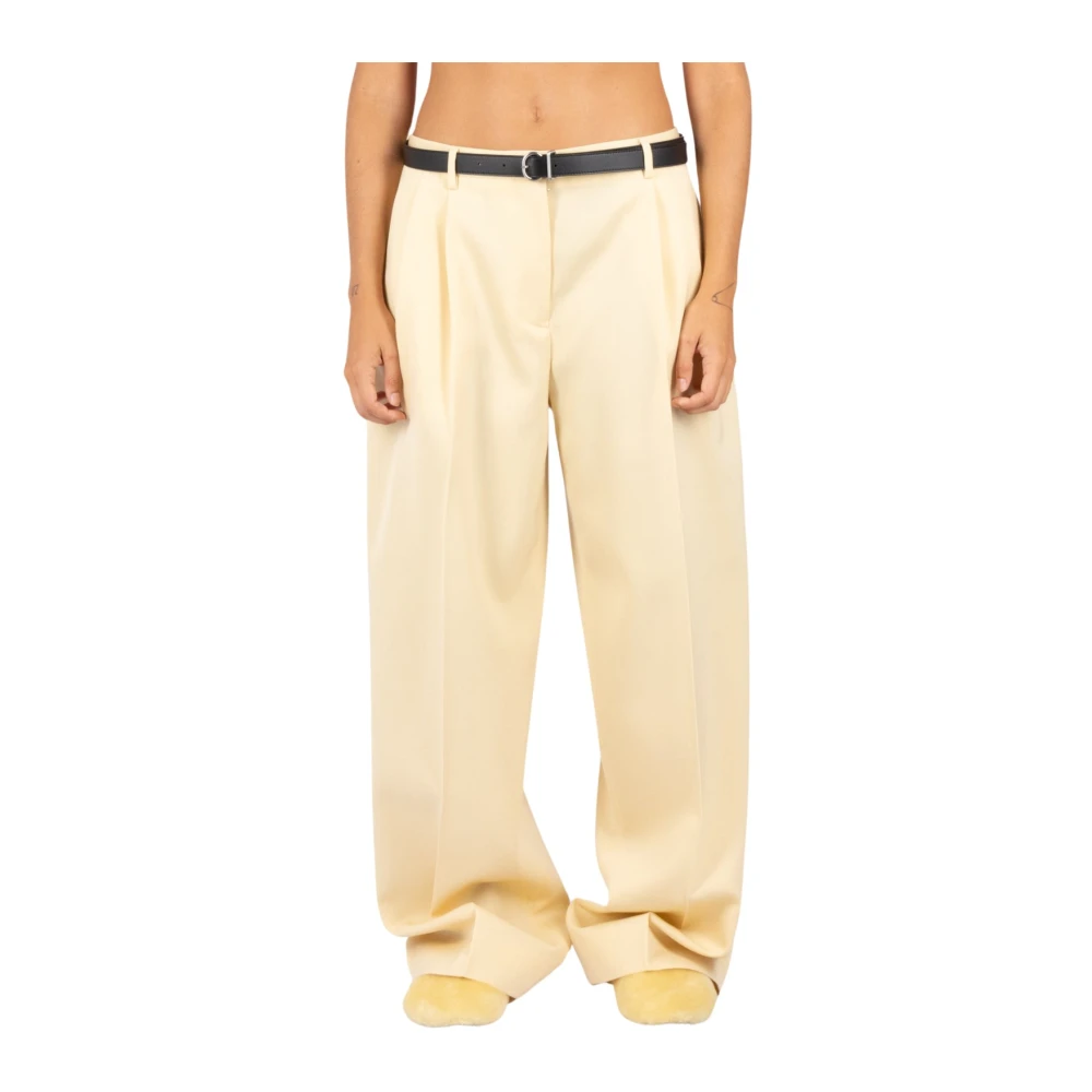 Jil Sander Wijde Palazzo Broek Lima Gewassen Beige Dames