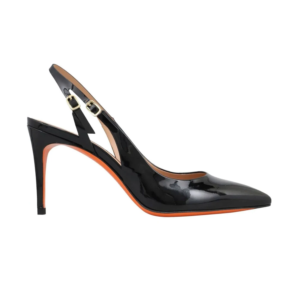 Santoni Svart Elegant Slingback Pumps